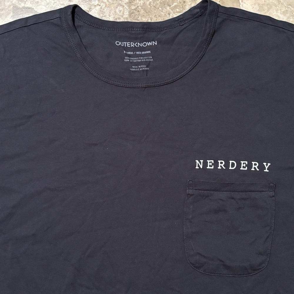Outerknown Shirt Mens XL Grey Short Sleeve Tee Nerdery Surf Pima Cotton